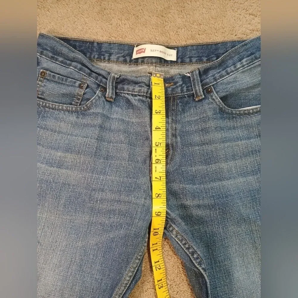 Levis 527‎ Slim Bootcut Mens Jeans Medium Wash Blue Denim 30x25